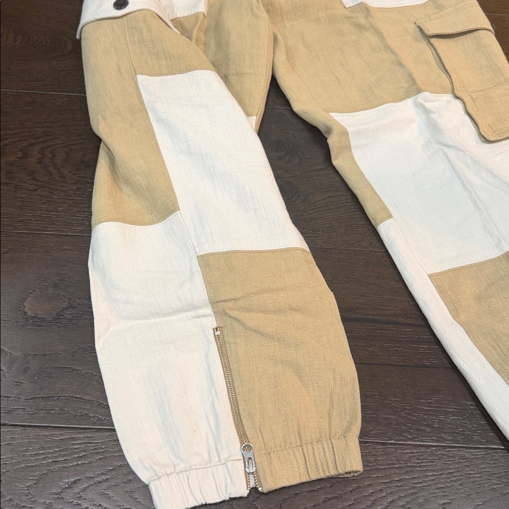 NWT! J. Crew Tie Waist Linen Blend Color-block Joggers - Size 12 - Picture 4 of 6